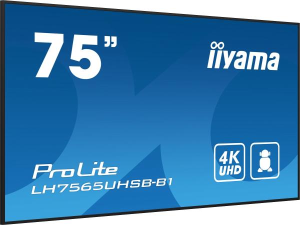 75" iiyama LH7565UHSB-B1: IPS, 4K UHD, Android, 24 7 