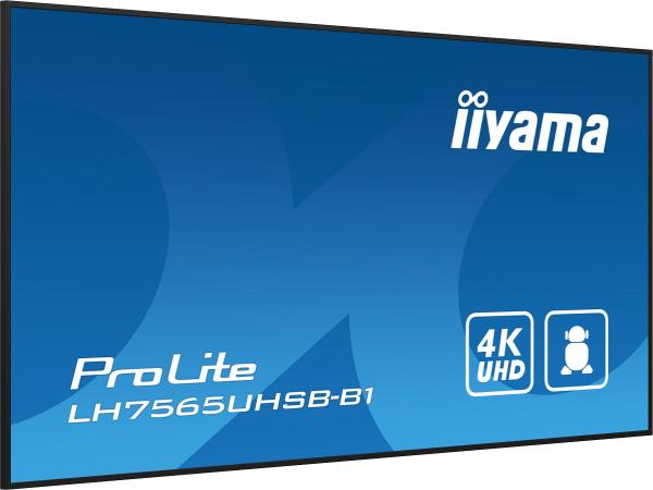 75" iiyama LH7565UHSB-B1: IPS, 4K UHD, Android, 24 7 