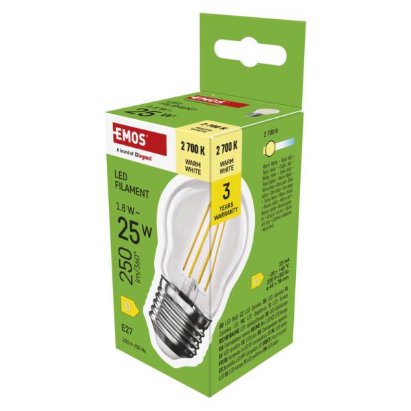 EMOS LED FLM MINI GL 1, 8 W (25 W) 250lm E27 WW