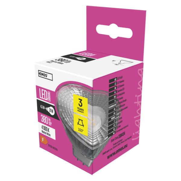 EMOS LED ŽIAROVKA CLASSIC MR16 4, 5 W (25 W) 380lm GU5.3 NW