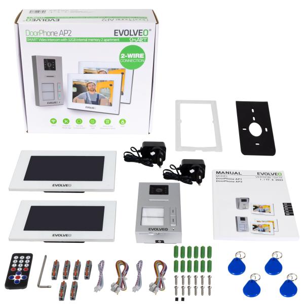 EVOLVEO DoorPhone AP2-2 drôtový videotelefón pre dva byty s aplikáciou, biely 