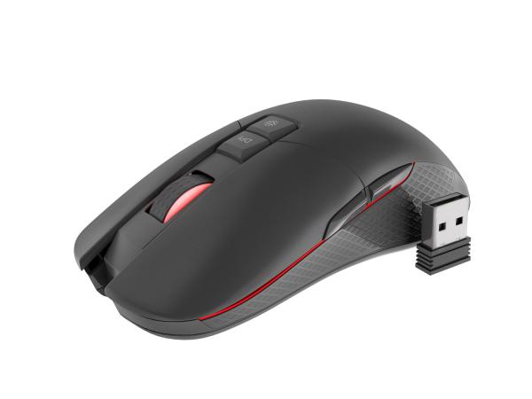 Genesis herní optická myš ZIRCON 330/ RGB/ 3600 DPI/ Herní/ Optická/ Bezdrátová USB/ Černá-červená
