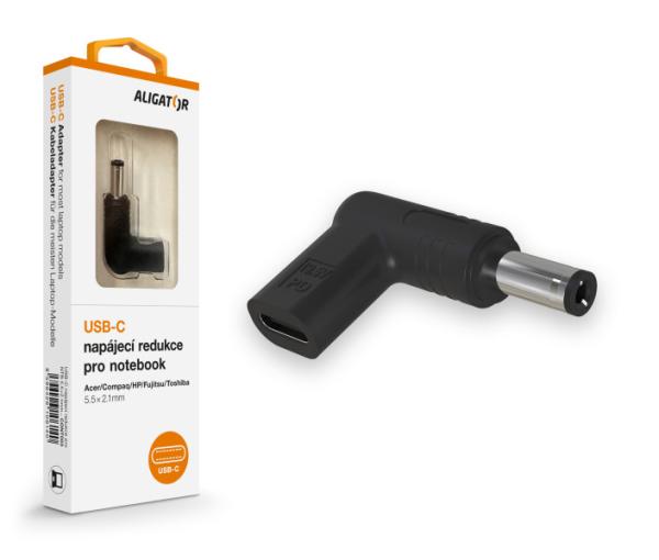 Aligator USB-C napájacia redukcia 5, 5 x 2, 1 mm pre notebooky Acer/ Compaq/ HP/ Fujitsu/ Toshiba