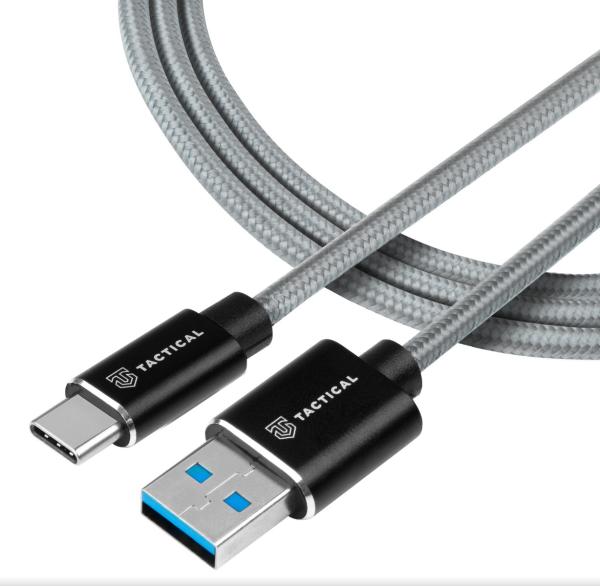 Tactical Fast Rope Aramid Cable USB-A/ USB-C 1m Grey