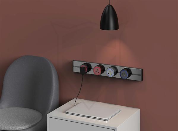 Zásuvková lišta - zápustná Viking LZ60B/ 230V, 50Hz/ 60cm dĺžka/ čierna/ až 7 modulov/ IP20/ hliník/ zápustná 