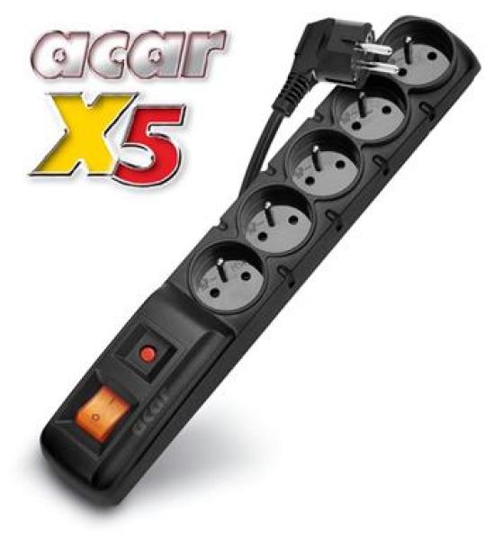 Rozvodný panel ACAR X5/ 5m 5x230V černý+přep.ochr.