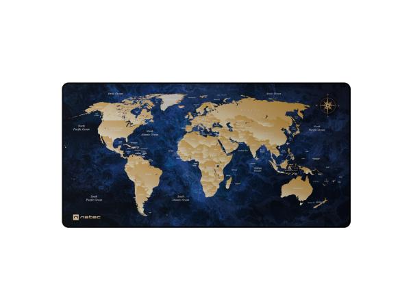 Maxi podložka pod myš Natec WORLD, 80x40cm, modrá 