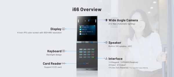 Fanvil i66 SIP video dverový interkom, rozpoznávanie tváre, IP66, Numerická klávesnica 