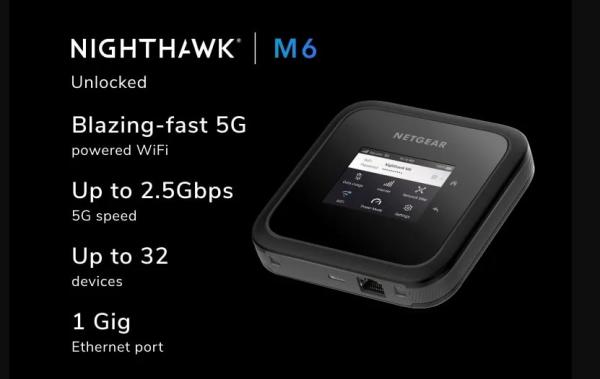 NETGEAR NIGHTHAWK M6 5G MOBILE HOTSPOT, UNLOCKED 