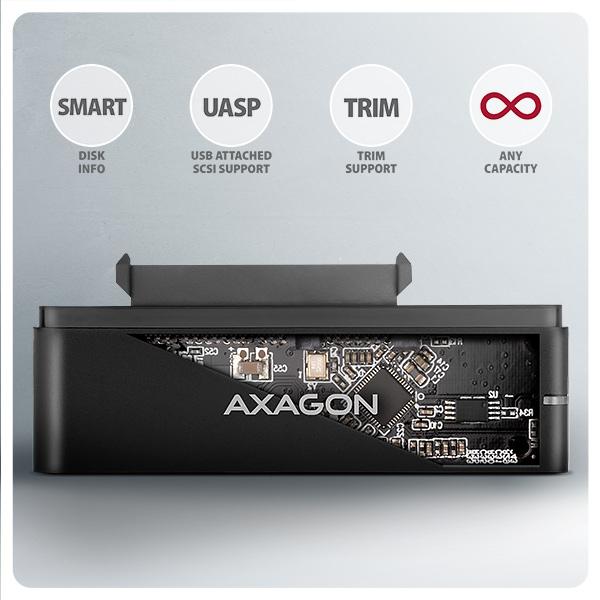 AXAGON ADSA-FPX, USB-C 10Gbps - SATA 6G, 2.5 "/ 3.5" SSD / HDD FAST PORT X adaptér, vr. AC napájače 