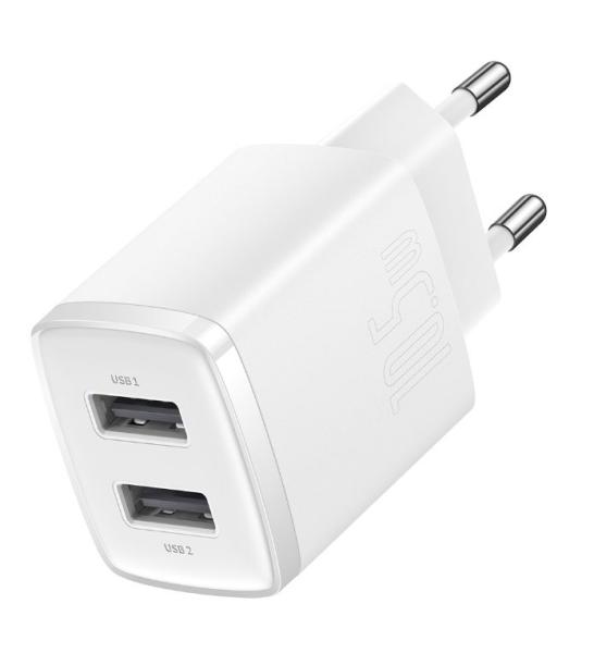 Baseus nabíjačka do siete Compact 2xUSB 10, 5W biela 