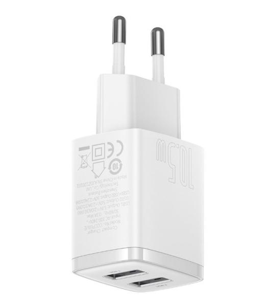 Baseus nabíjačka do siete Compact 2xUSB 10, 5W biela 