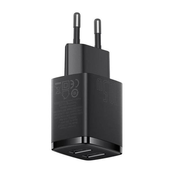 Baseus nabíjačka do siete Compact 2xUSB 10, 5W čierna 