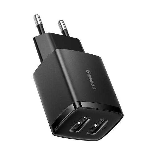 Baseus nabíjačka do siete Compact 2xUSB 10, 5W čierna 