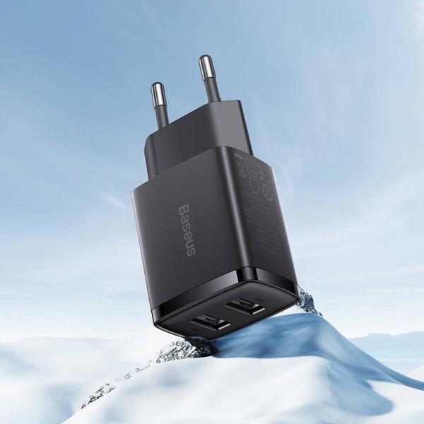 Baseus nabíjačka do siete Compact 2xUSB 10, 5W čierna 