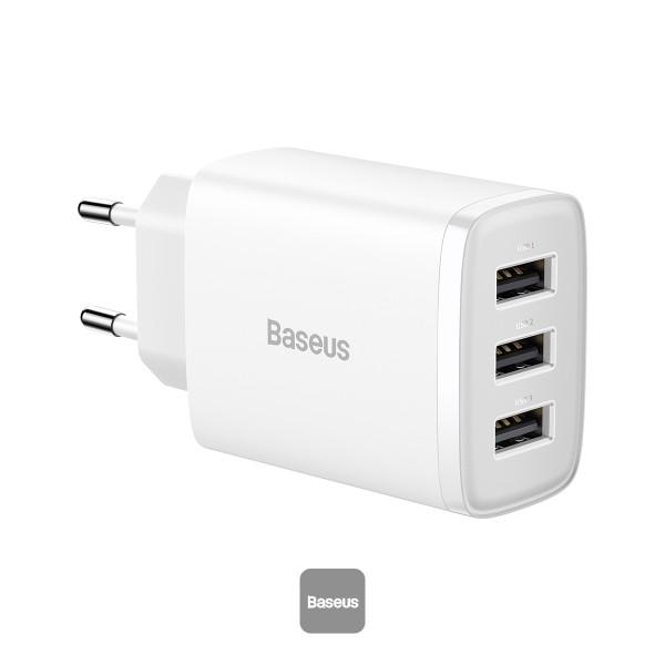 Baseus nabíjačka do siete Compact 3xUSB 17W biela 