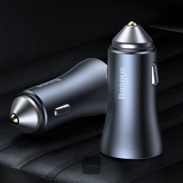 Baseus rýchlonabíjačka do auta Golden Contractor Pro Dual USB+USB-C 40W tmavo šedá 