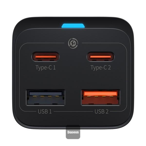 Baseus rýchlonabíjačka do siete GaN3 Pro, 2x USB-C, 2x USB 65W čierna 