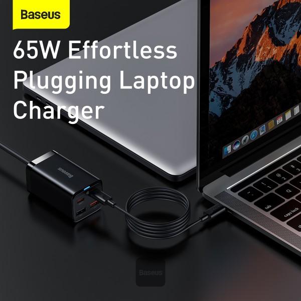 Baseus rýchlonabíjačka do siete GaN3 Pro, 2x USB-C, 2x USB 65W čierna 