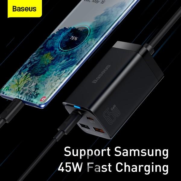 Baseus rýchlonabíjačka do siete GaN3 Pro, 2x USB-C, 2x USB 65W čierna 
