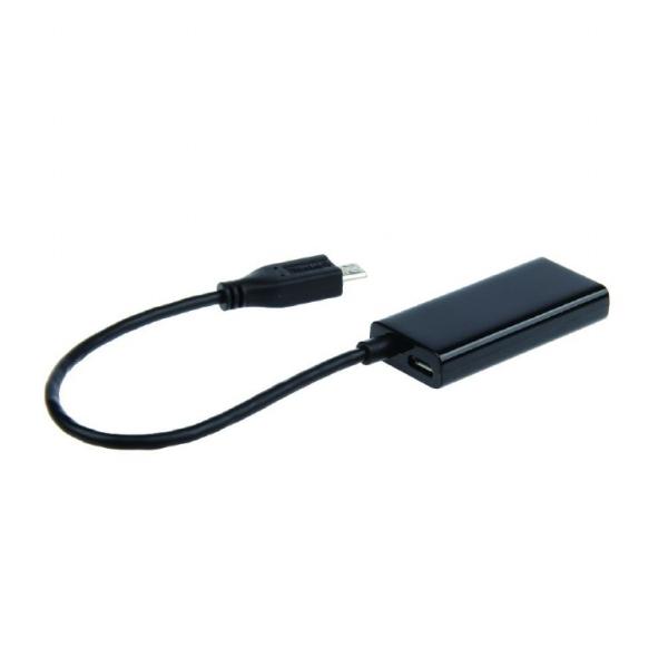 Gembird adaptér MHL (M) - HDMI (F) + microUSB (BF, 11pin), 16cm 