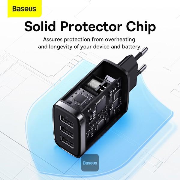 Baseus nabíjačka do siete Compact 3xUSB 17W čierna 