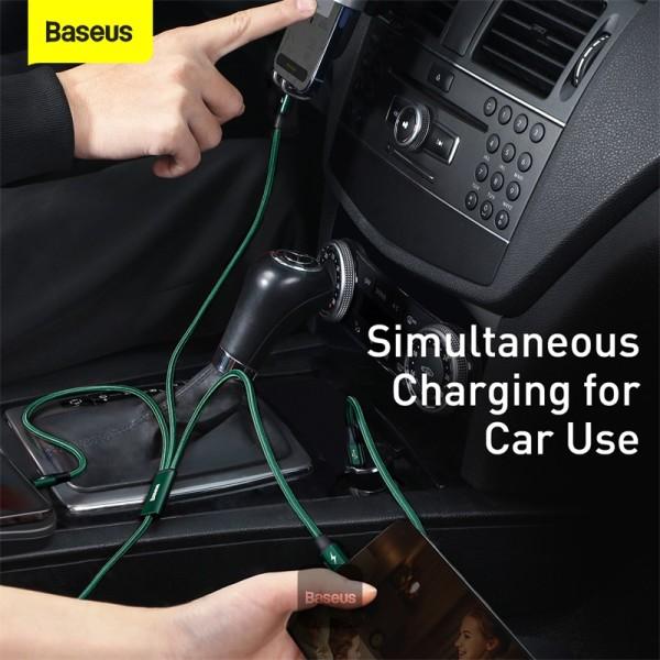 Baseus dátový kábel Rapid 3v1 USB-C/ microUSB, Lightning, USB-C 1, 5m PD 20W zelený 