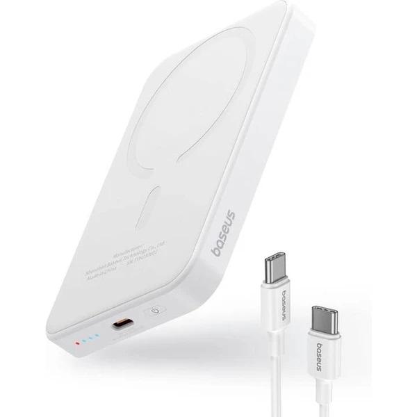 Baseus power banka Mini s bezdrôtovým nabíjaním 5000 mAh 20W USB-C biela 