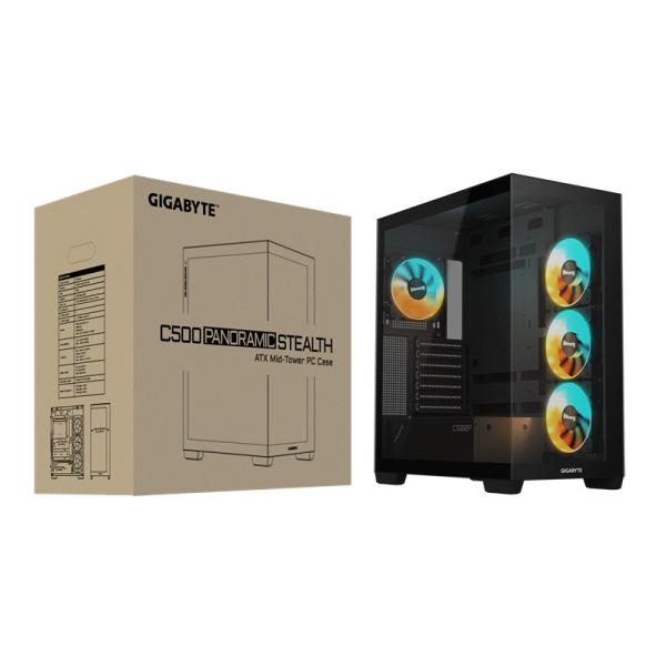 GIGABYTE C500 PANORAMIC STEALTH/ Midi Tower/ Transpar./ Čierna 