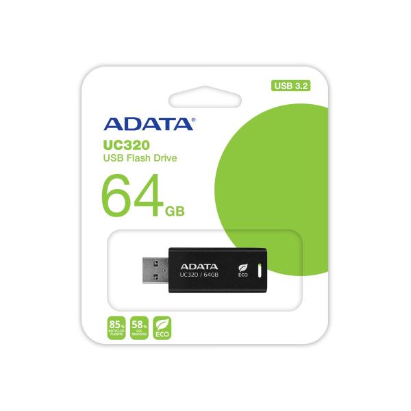 ADATA UC320/ 64GB/ USB 3.2/ USB-A/ Čierna 