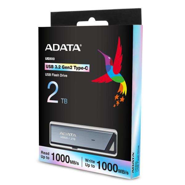 ADATA Flash Disk 2TB UE800, USB-C 3.2, R:1000 W:1000MB s, stříbrná 