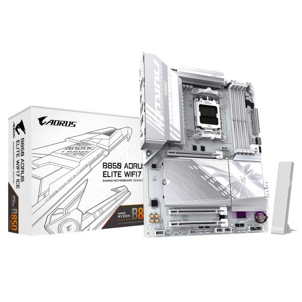 GIGABYTE MB Sc AM5 B850 A ELITE WF7 ICE,  AMD B850,  4xDDR5,  1xDP,  WiFi,  ATX 