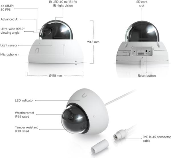 Ubiquiti UVC-AI-Dome-W - UniFi Protect Camera AI Dome white 