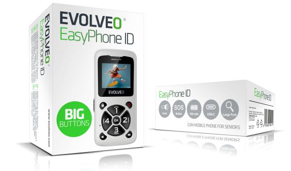 EVOLVEO Mobilní telefon pro seniory EasyPhone ID, bílá 