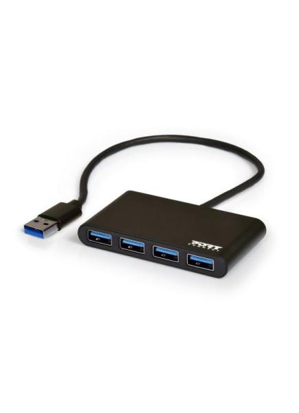 PORT CONNECT USB HUB, 4x USB 3.0, čierny 