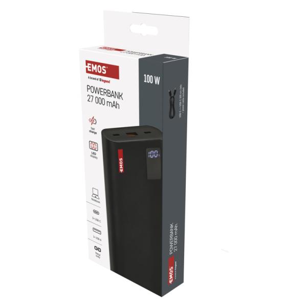 EMOS PWB NTBF30 27000 MAH 100 W PD 1×USB-C 1×USB-A 