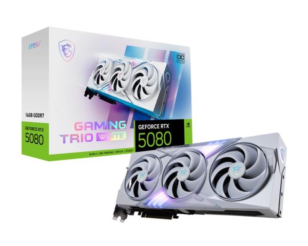 MSI VGA NVIDIA GeForce RTX 5080 16G GAMING TRIO OC WHITE, RTX 5080, 16GB GDDR7, 3xDP, 1xHDMI 