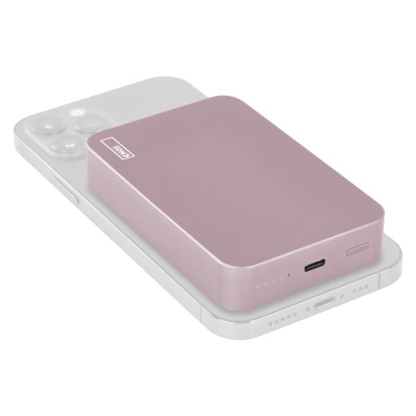 EMOS POWERBANKA WI1046, bezdrôtové nabíjanie 20W, 10.000mAh, LOSOSOVÁ, 1xUSB-C 