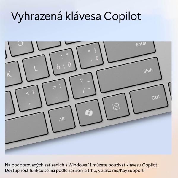 Microsoft Surface Keyboard (2. edícia)/ Bezdrôtová Bluetooth/ CZ- SK layout/ Šedá 