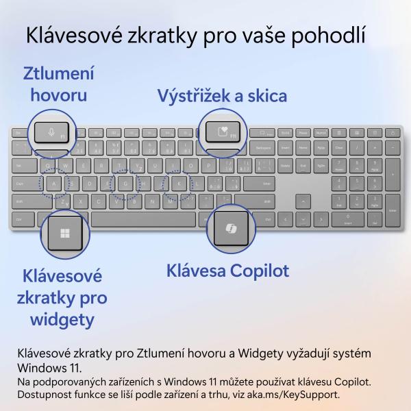 Microsoft Surface Keyboard (2. edícia)/ Bezdrôtová Bluetooth/ CZ- SK layout/ Šedá 