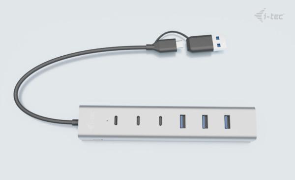 i-tec USB-C/ USB-A Charging Metal HUB 7 Port (3x USB-C, 4x USB-A) 