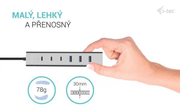i-tec USB-C/ USB-A Charging Metal HUB 7 Port (3x USB-C, 4x USB-A) 
