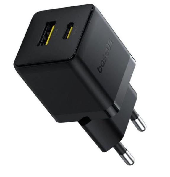 Baseus Rýchlonabíjačka do siete Palm 30W 1xUSB-A 1xUSB-C PD QC 3.0 čierna 