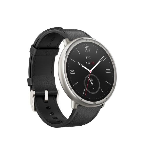 Amazfit Active 2 Round NFC/ Silver/ Elegant Band/ Black Leather 
