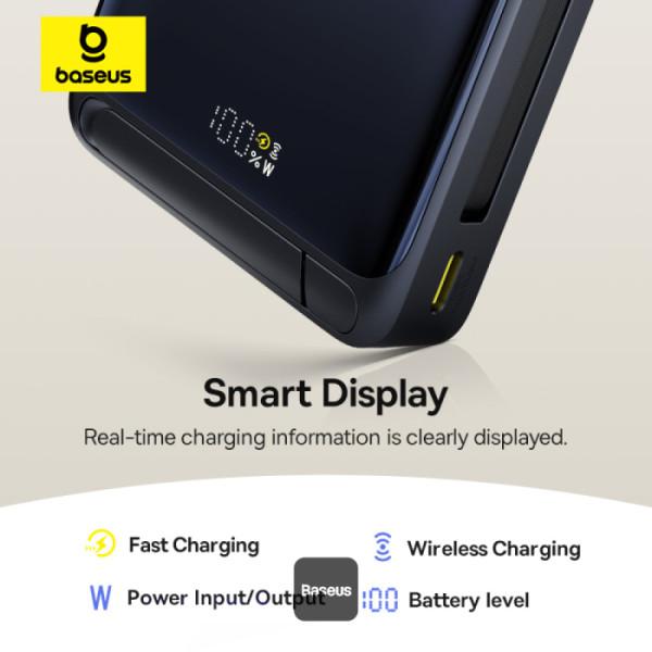 Baseus Powerbanka PicoGo Qi2 10000mAh 45W s káblom USB-C čierna 