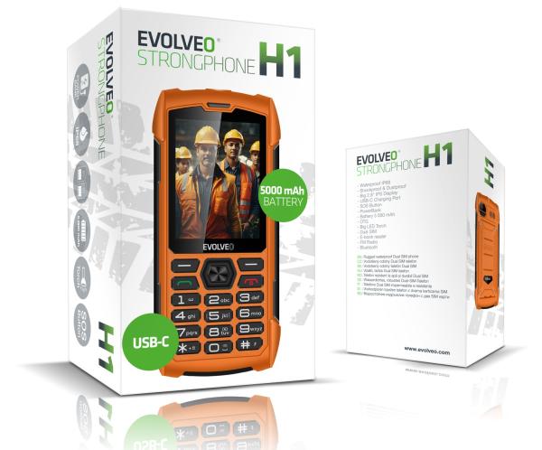 EVOLVEO StrongPhone H1, vodotěsný odolný Dual SIM telefon, oranžová 