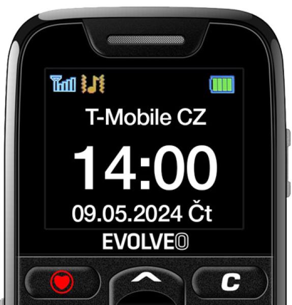 EVOLVEO EasyPhone, mobilný telefón pre seniorov s nabíjacím stojanom, čierna 