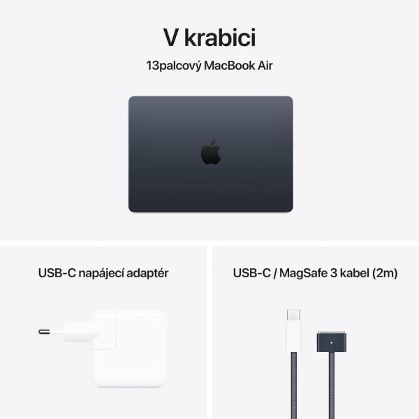 Apple MacBook Air 13"/ M4/ 13, 6"/ 2560x1664/ 24GB/ 512GB SSD/ M4/ Sequoia/ Midnight/ 1R 