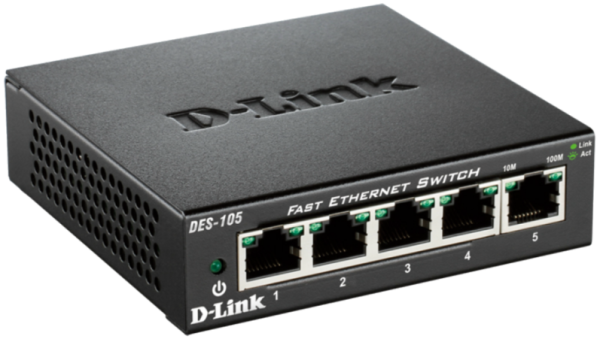 D-Link DES-105 kovový 5-port 10/ 100 Desktop Switch 