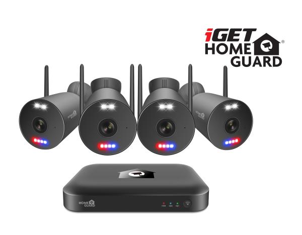 iGET HGNVK109104 - kamerový Wi-Fi set, 3K rozlíšenie, 10CH NVR + 4x kamera so zvukom, IR + LED, CZ app 